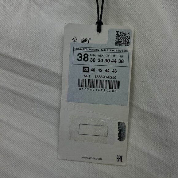 Zara High Waist Cropped Jeans Women's Size 30 Button Fly White Denim NWT - Picture 6 of 13